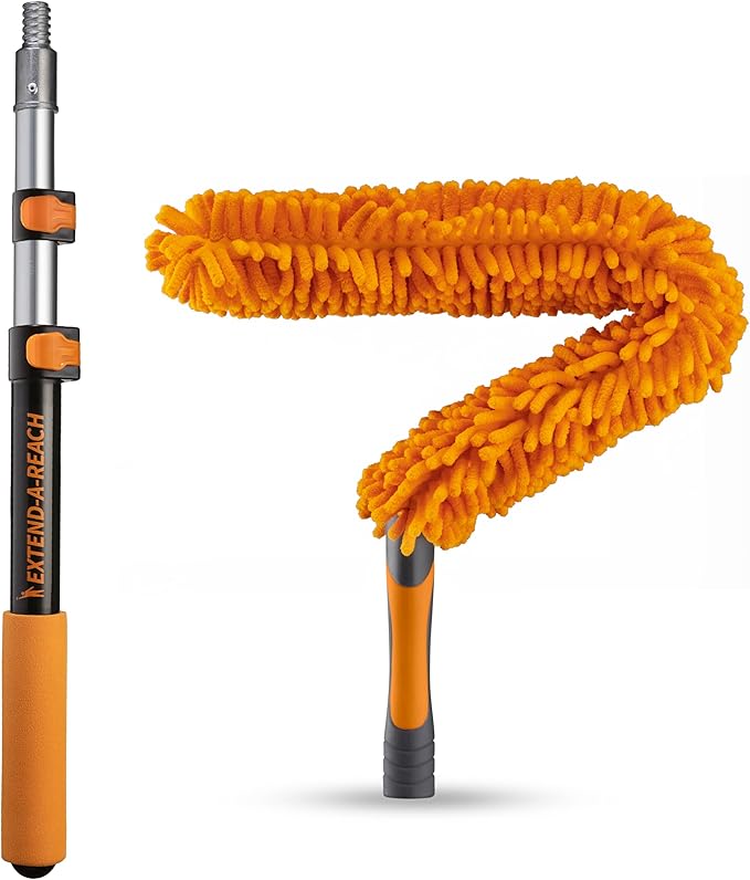 Long Handle Duster for Cleaning // Extendable Microfiber Duster with Extension Pole 18 60" // Washable, Bendable & Flexible Ceiling Fan Cleaner Duster