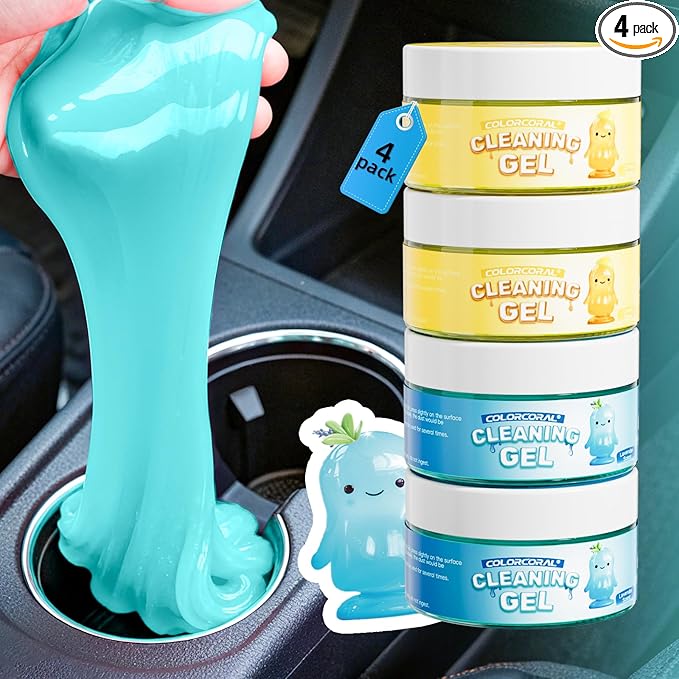 4-Pack Car Cleaning Gel Reusable Auto Slime Cars Cleaner Dust Cleansing Gels,Vehicle Interior Cleaning Care Putty,Keyboard Cleaner Goop for