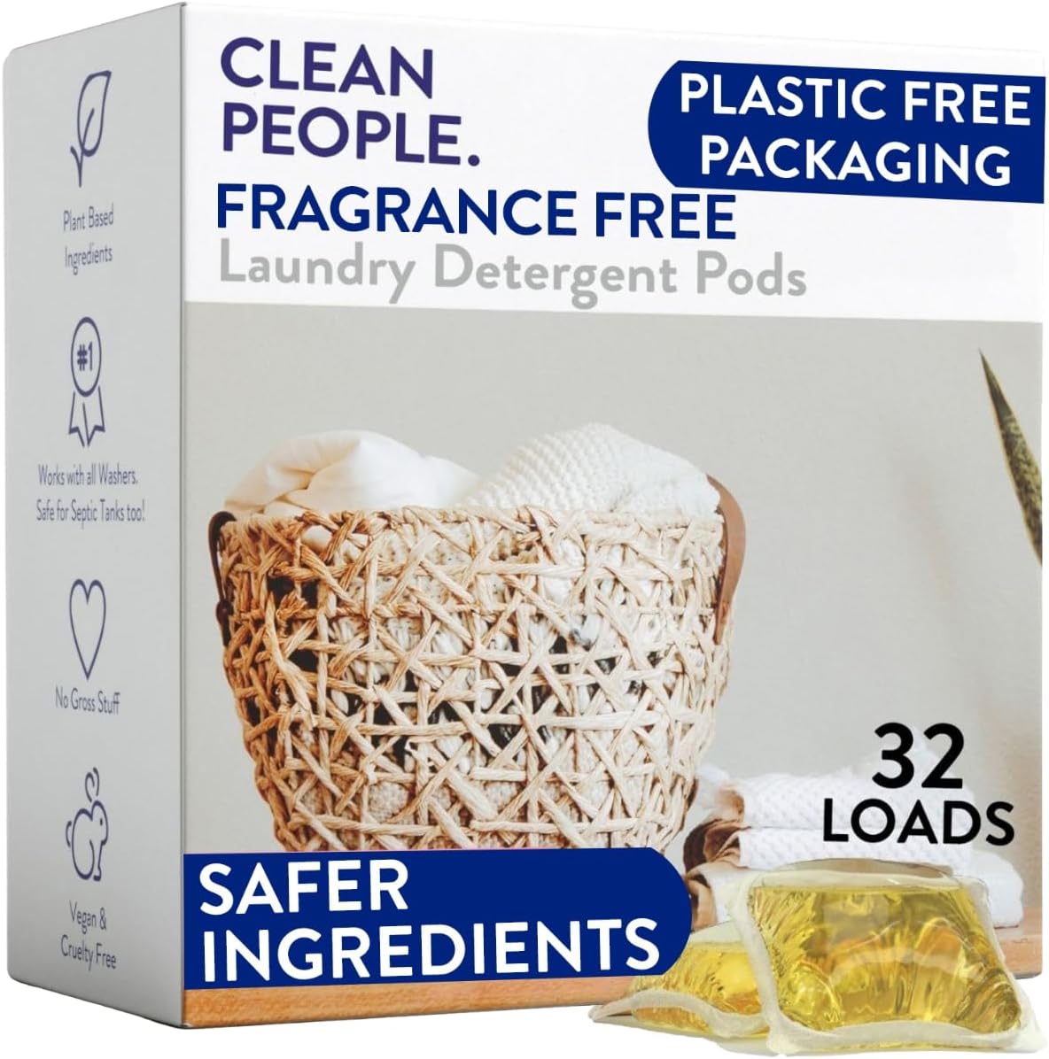 Laundry Detergent Pods – Fragrance-Free – 32 count