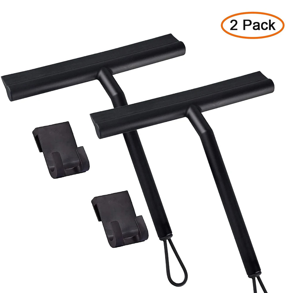 Shower Squeegee for Glass Doors Silicone Squeegee with Hook Bathroom Shower Mirrors Tiles and Car Windows Cleaning