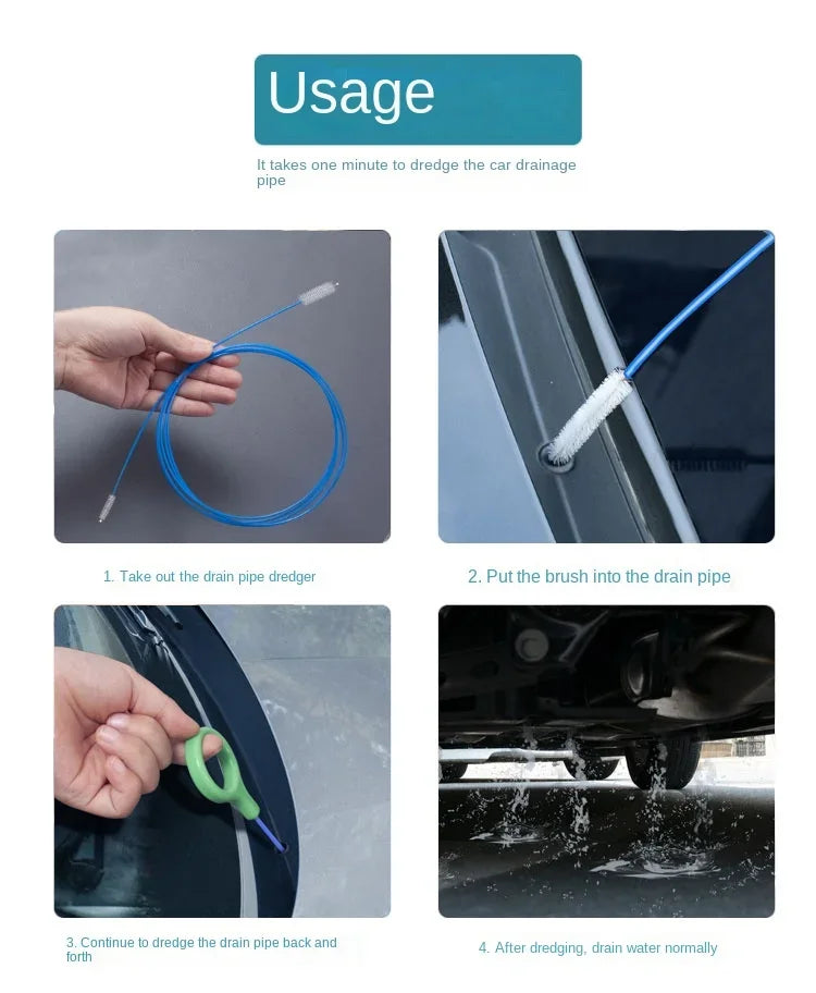 Car Sewer Unclogger Cleaning Brush Car Sunroof Long Hose Drain Hole Drain Unclogger Car Pipe Tool Cleaner Auto Accessories