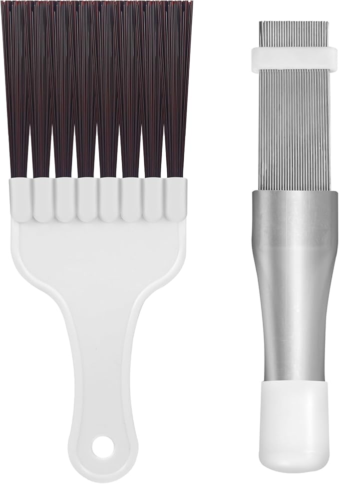 2-Piece Air Conditioner Fin Comb Cleaner kit AC Coil Cleaning Brush Condenser Fin Straightener AC Evaporator Comb Radiator Repair Clean Tool(2)