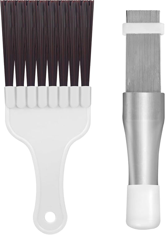 2-Piece Air Conditioner Fin Comb Cleaner kit AC Coil Cleaning Brush Condenser Fin Straightener AC Evaporator Comb Radiator Repair Clean Tool(2)