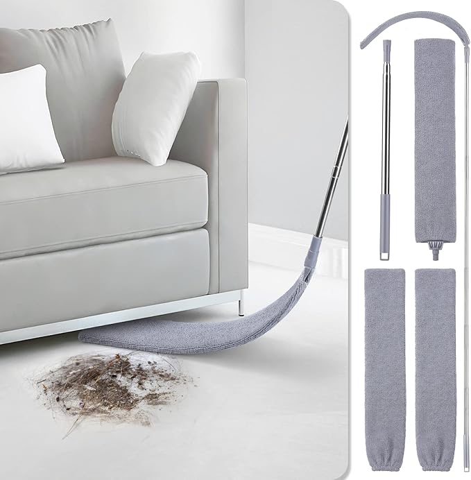 Retractable Gap Dust Cleaner with 3 Microfiber Dusting Cloths & 30 100 inch Extendable Long Handle, Retractable Duster Brush for Cleaning Under Applia