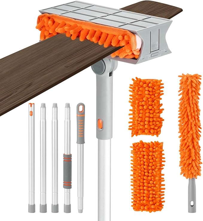 Ceiling Fan Cleaner Duster,72''/6 Ft Extended Pole Fan Blade Cleaner Ceiling Fan Duster,Reusable Cleaning Tool for High Ceiling Fan,Baseboard, Blind