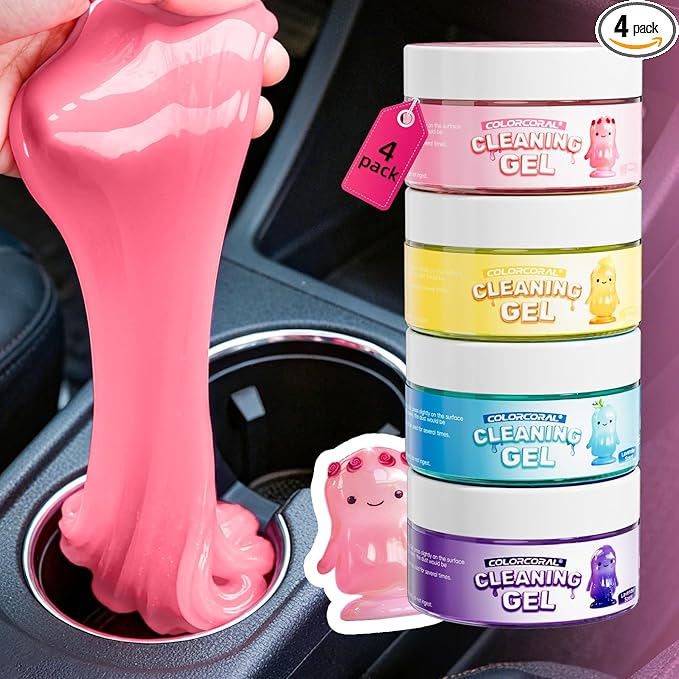 Car Cleaning Gel Reusable 4-Pack Dust Cleaning Putty Keyboard Slime for Car Interior Air Vent Cleaner, Auto Detailing Tools Accessories, Dust Remover G