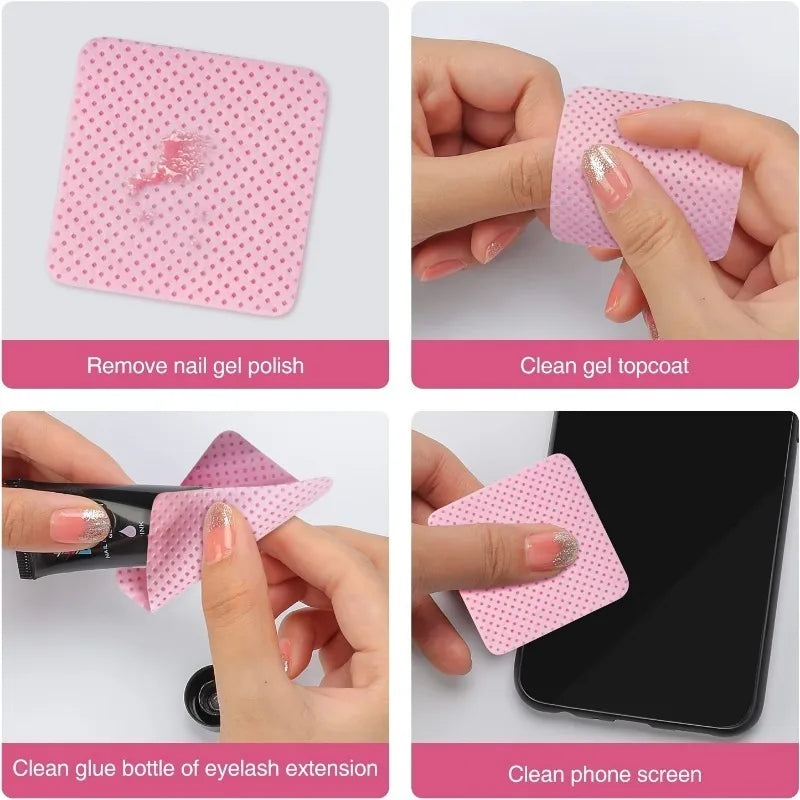 20/600pcs Lint-Free Nail Wipes Gel Cleansing Tissues Aluminum-Free Nail Polish Remover Pads for NaiArt Beauty Cleaning Care Tool
