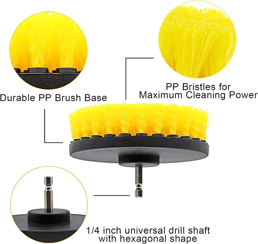 3 pcs/set drill brush set power scrubber wash cleaning brushes tool kit for Grout Floor tub shower tile bathroom kitchen surface