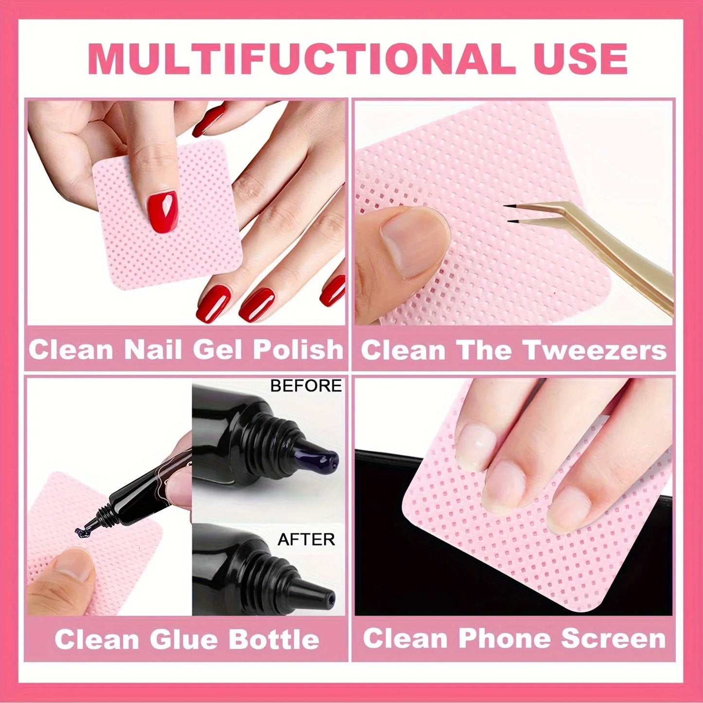 20/600pcs Lint-Free Nail Wipes Gel Cleansing Tissues Aluminum-Free Nail Polish Remover Pads for NaiArt Beauty Cleaning Care Tool
