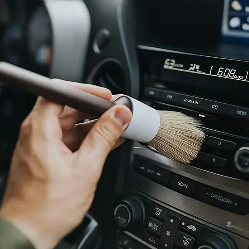 3PCS Car Exterior Interior Detail Brush Boar Hair Bristle Brushes for Car Cleaning Auto Detail Tools Dashboard Cleaning Brush