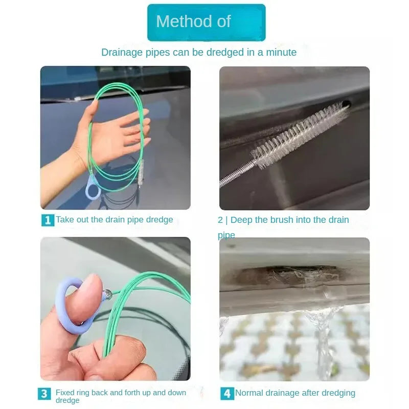 Car Sewer Unclogger Cleaning Brush Car Sunroof Long Hose Drain Hole Drain Unclogger Car Pipe Tool Cleaner Auto Accessories