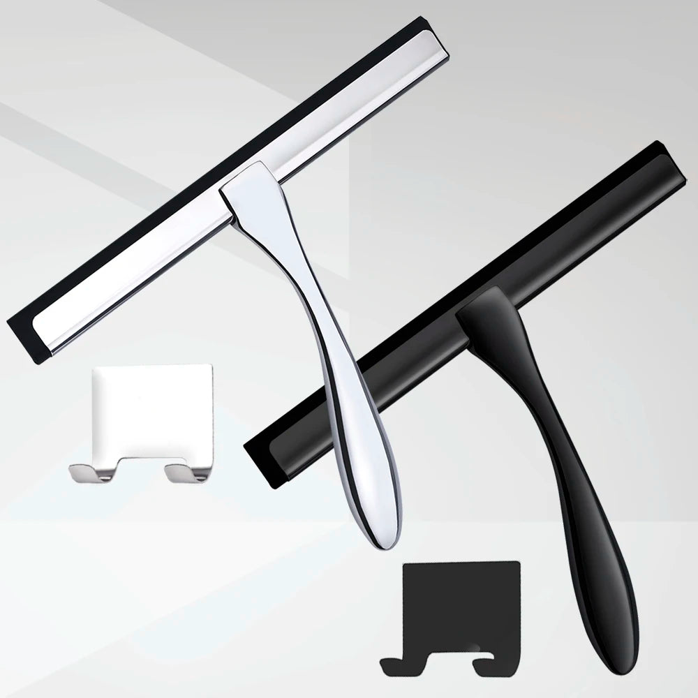 Window Wiper Silicone Rubber Shower Squeegee Blade with Suction Cup Hook Door Hanger 10'' 12'' 14'' inch Bathroom Household Tool