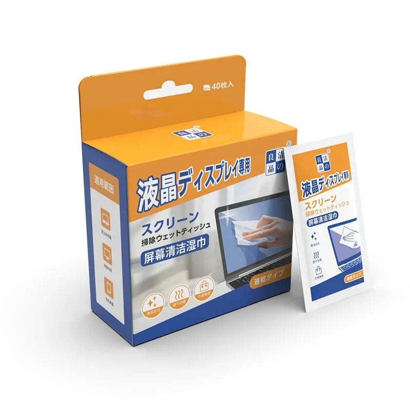 40-Pack PC Cleaners Wipes - Dry and Wet Screen Cleaning Cloths for Cars, Phones, Tablets, Laptops, TVs and Monitors