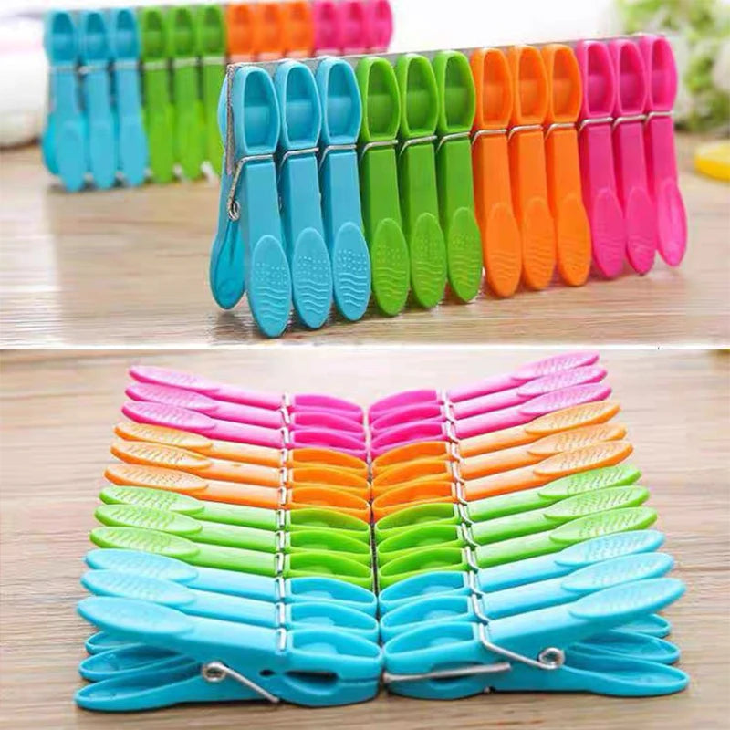 48Pcs Clothes Pegs Socks Underwear Clips Washing Line Strong Grip Windproof Laundry Pins Household Food Clip Plastic Clothespins