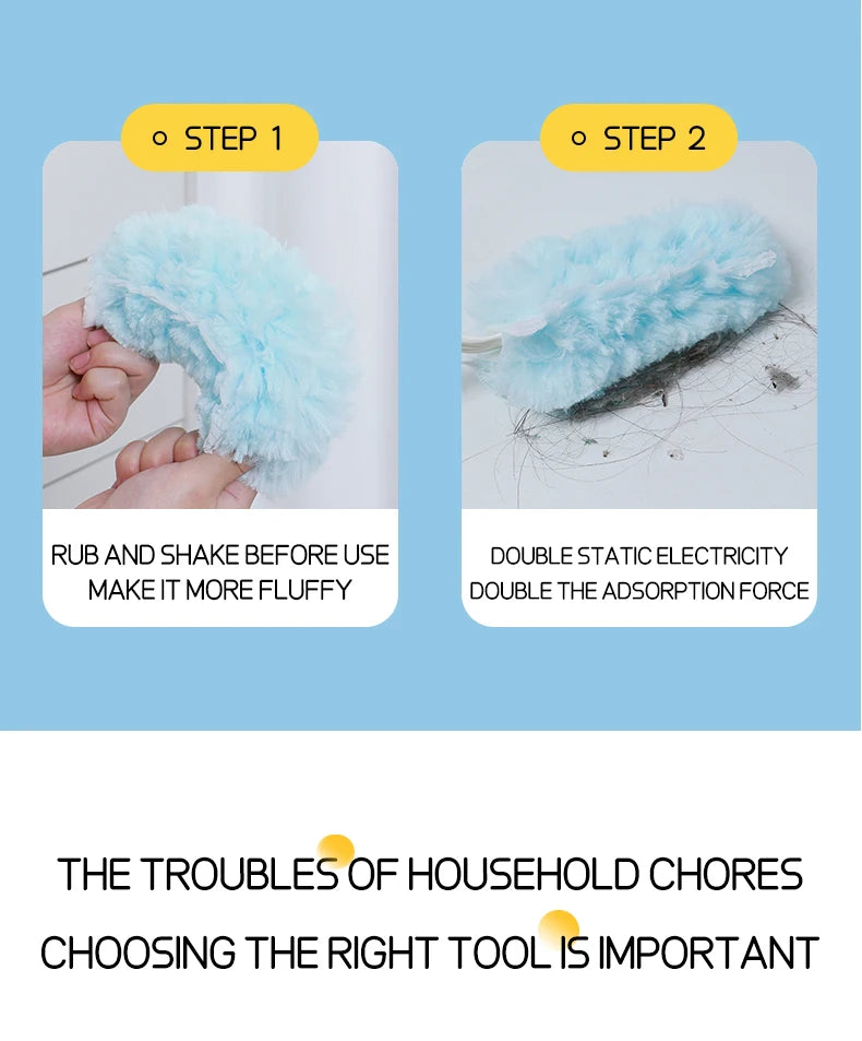 Double Sided 360° Electrostatic Dust Duster Is Used for Large-Scale Cleaning of Dust, Spider Webs, and Disposable Dust Collector