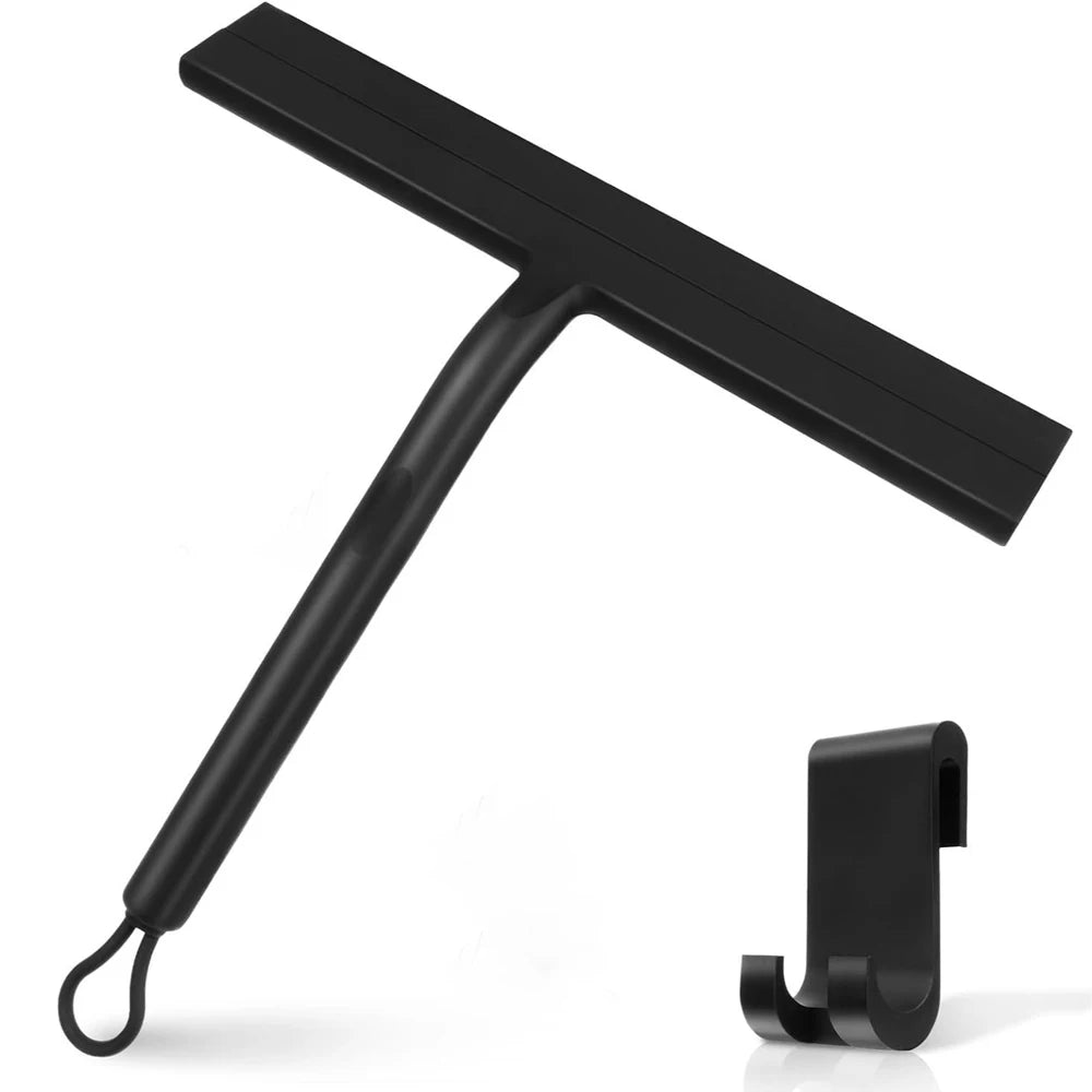 Shower Squeegee for Glass Doors Silicone Squeegee with Hook Bathroom Shower Mirrors Tiles and Car Windows Cleaning