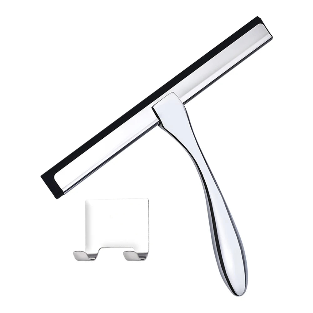 Window Wiper Silicone Rubber Shower Squeegee Blade with Suction Cup Hook Door Hanger 10'' 12'' 14'' inch Bathroom Household Tool