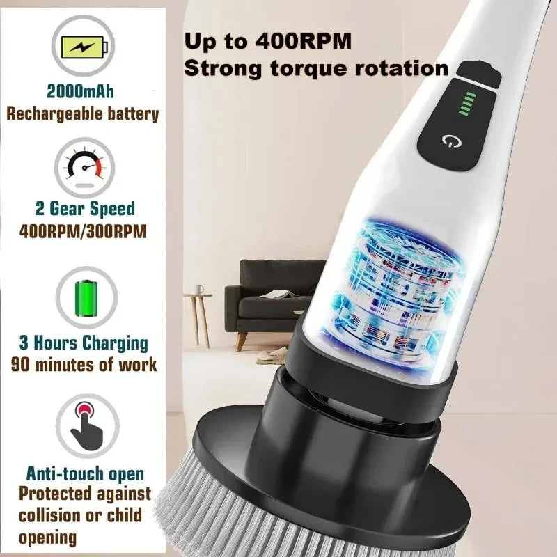 Multifunctional Electric Cleaning Brush Electric Cordless Spin Scrubber Toilet Mops Cleaning Tool For Kitchen/Bathroom