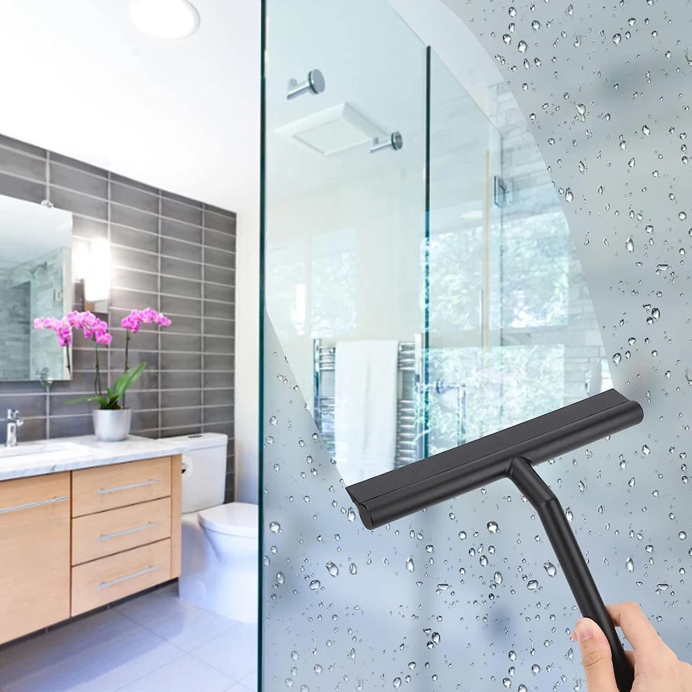 Shower Squeegee for Glass Doors Silicone Squeegee with Hook Bathroom Shower Mirrors Tiles and Car Windows Cleaning