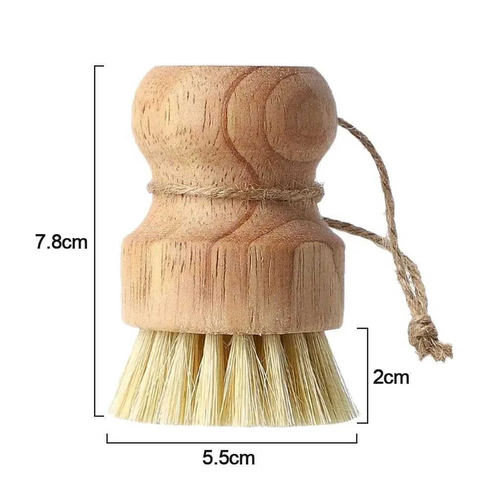 2-Piece Set Kitchen Cleaning Brush Wooden Dish Brush with Natural Sisal and Coconut