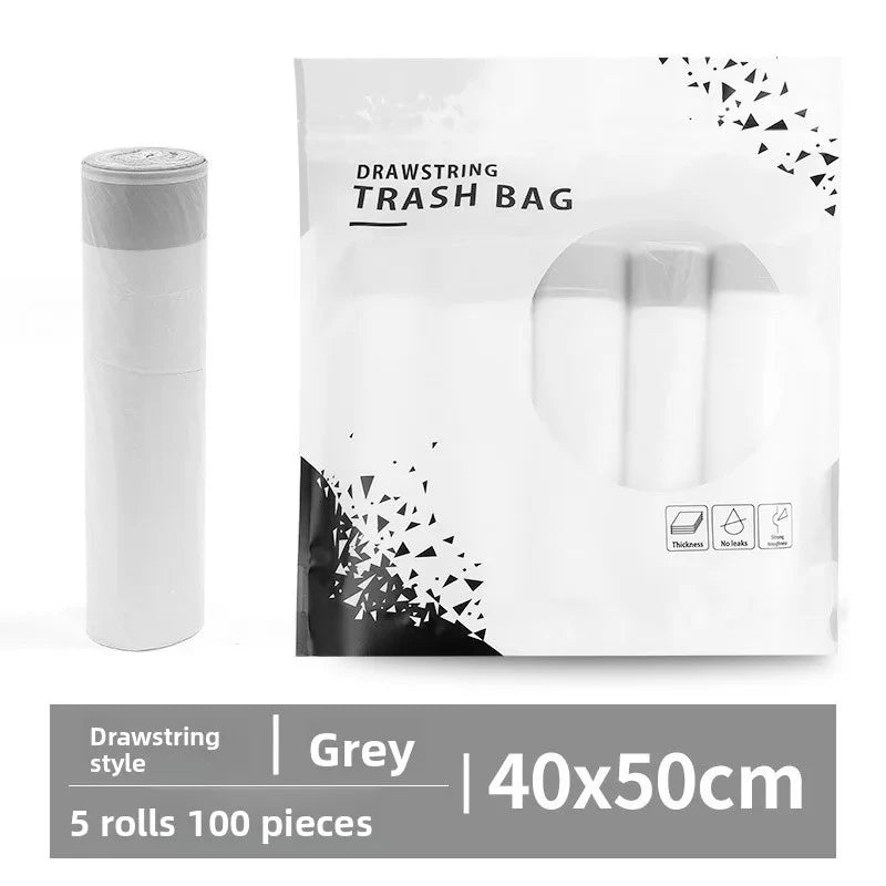 Drawstring Trash Bags Thickened Disposable Kitchen Garbage Can Liners with Handle for Home Office