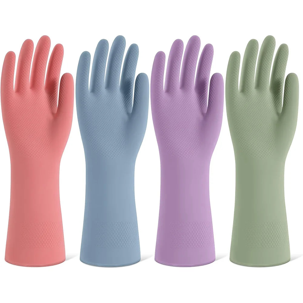 Rubber Cleaning Gloves for Dishwashing, Reusable Kitchen Gloves for Washing Dishes and Household Cleaning