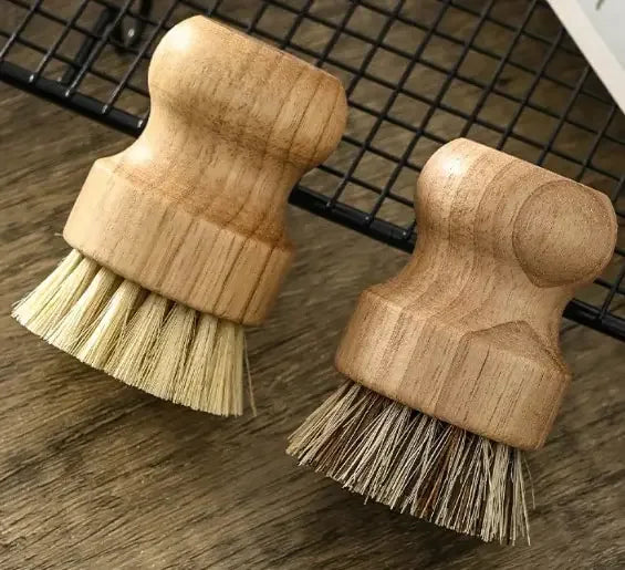 2-Piece Set Kitchen Cleaning Brush Wooden Dish Brush with Natural Sisal and Coconut