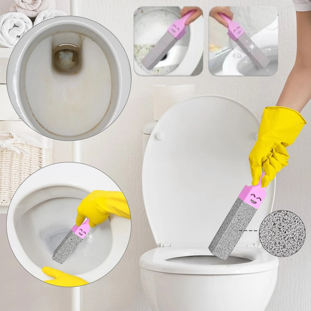 5-Piece Pumice Stone Cleaning Stick Seat Toilet Limescale Rust Stain Dirt Removal Brush Bathroom Tile Sink Household Washing Tools