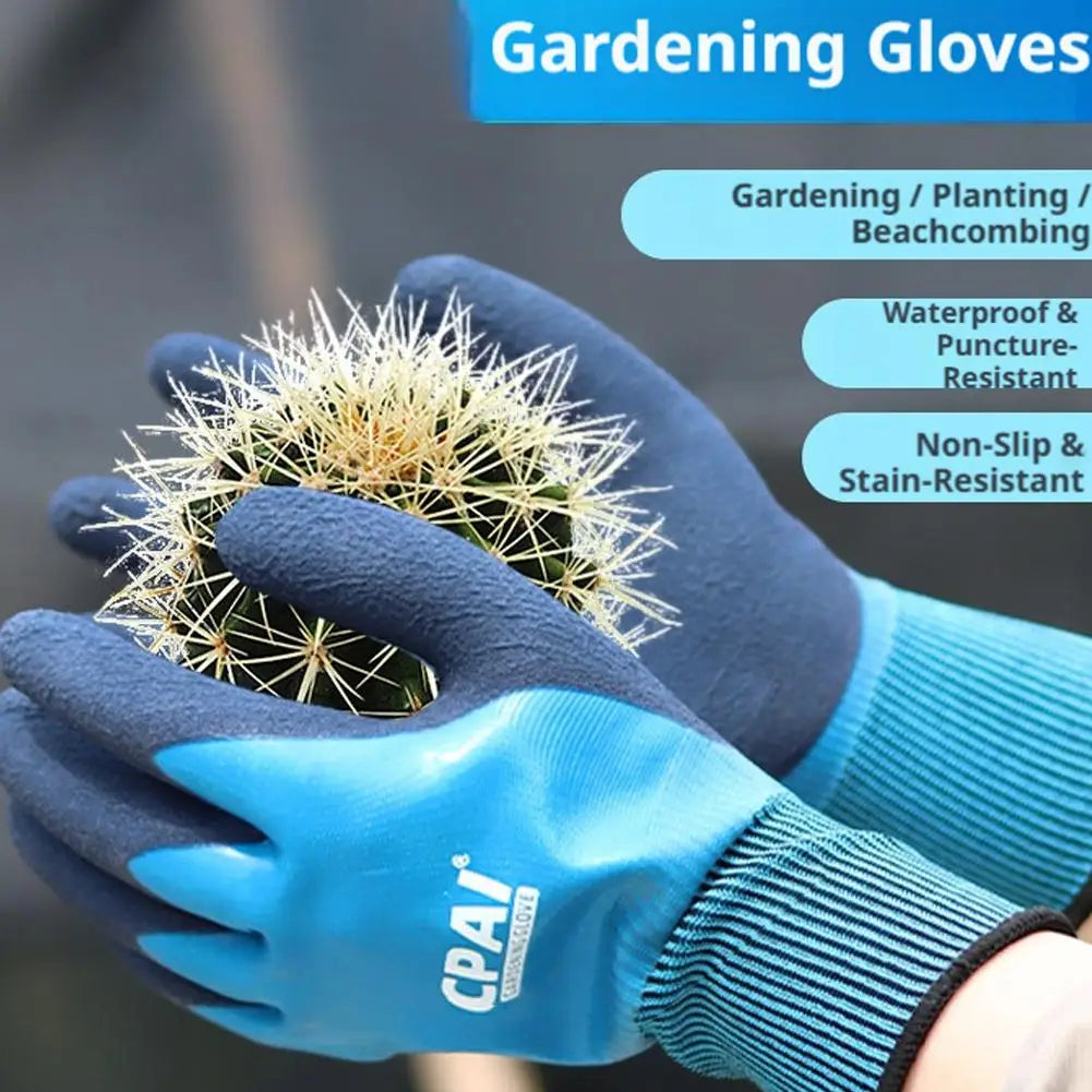Stabproof Waterproof Gardening Gloves Anti-Slip Grip for Beach Hauling Flower Planting Weeding Worker Builder Hands Protection