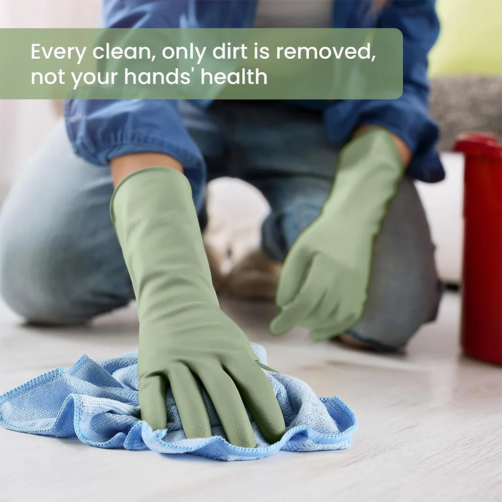 Rubber Cleaning Gloves for Dishwashing, Reusable Kitchen Gloves for Washing Dishes and Household Cleaning