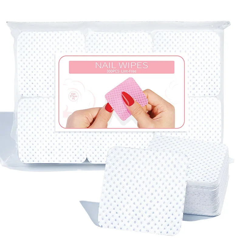 300pcs/Pack Lint-free Nail Polish Remover Napkin Colorful Cotton Wipes Paper Pads UV Gel Dust Cleaner Cleaning For Manicure Tool