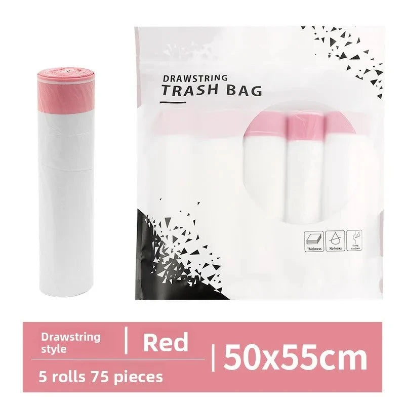 Drawstring Trash Bags Thickened Disposable Kitchen Garbage Can Liners with Handle for Home Office