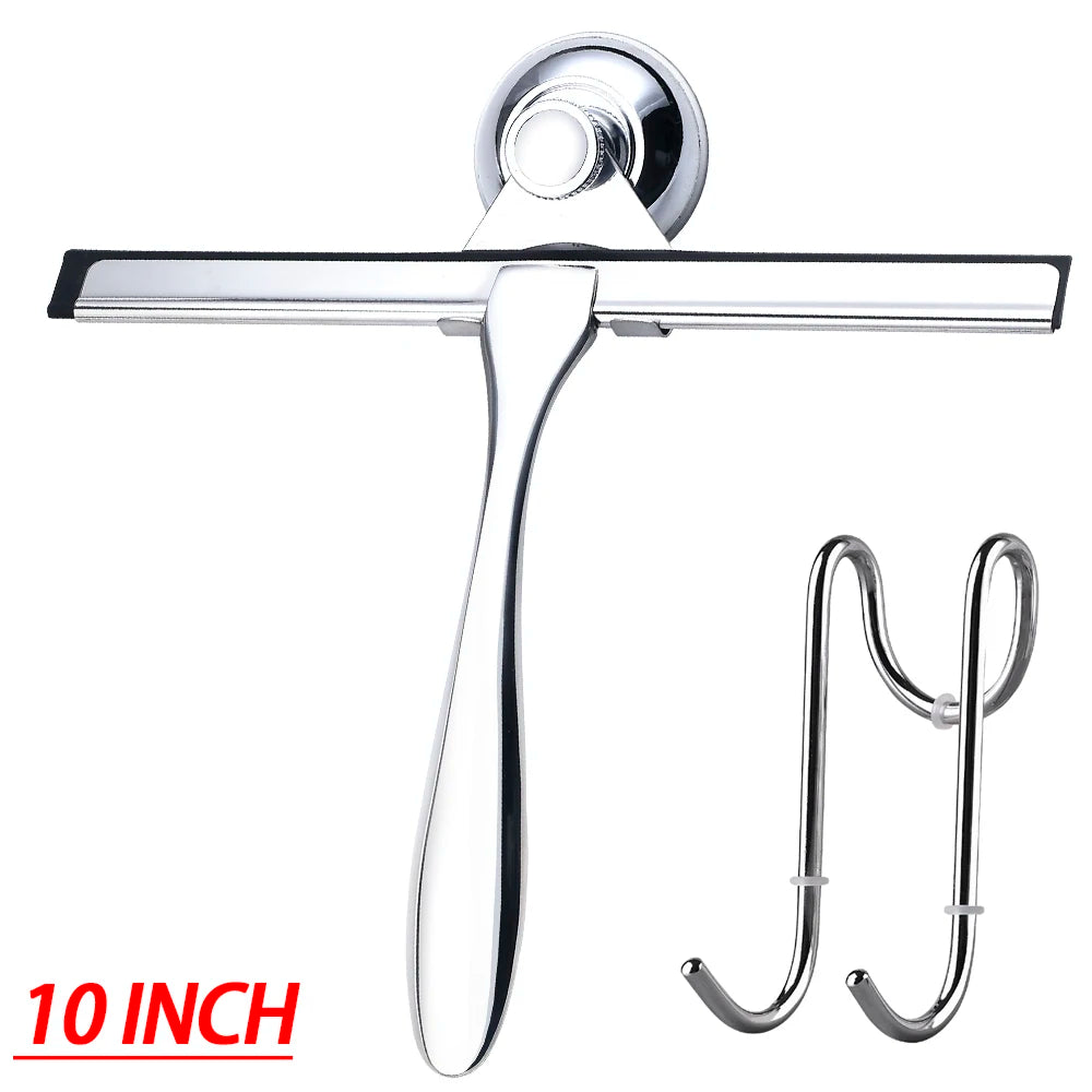 Window Wiper Silicone Rubber Shower Squeegee Blade with Suction Cup Hook Door Hanger 10'' 12'' 14'' inch Bathroom Household Tool