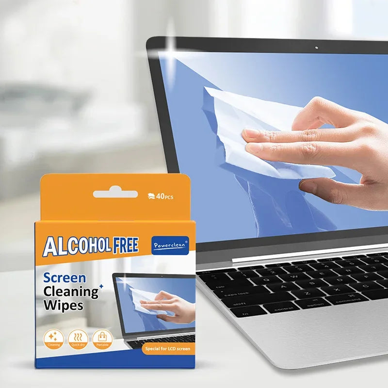 40-Pack PC Cleaners Wipes - Dry and Wet Screen Cleaning Cloths for Cars, Phones, Tablets, Laptops, TVs and Monitors