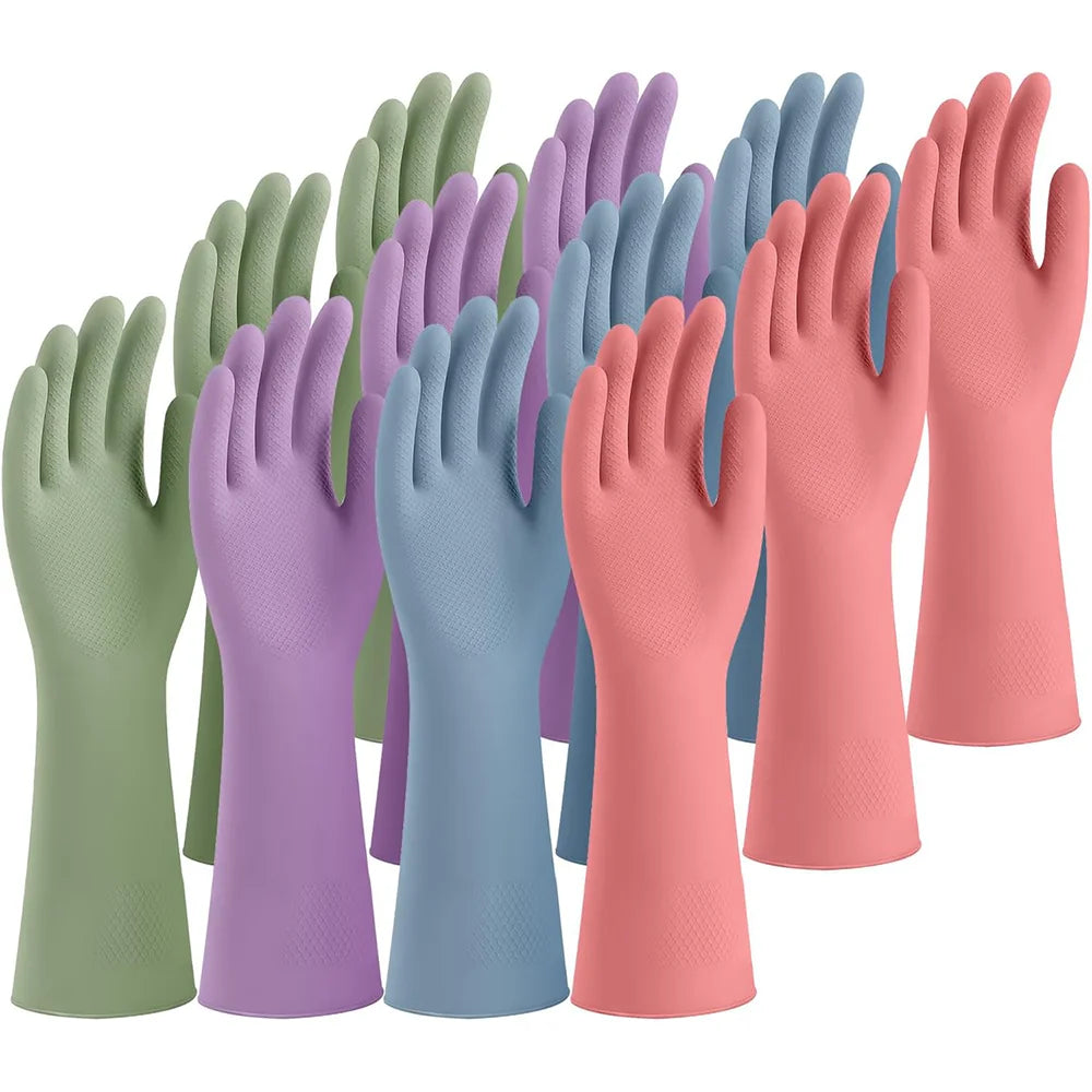 Rubber Cleaning Gloves for Dishwashing, Reusable Kitchen Gloves for Washing Dishes and Household Cleaning