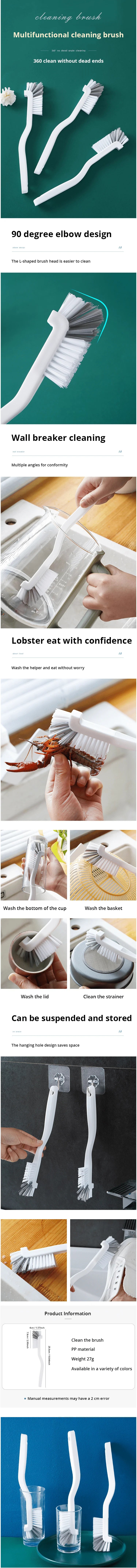 Japanese Sink & Motorcycle Cleaning Brush - Long Handle Elbow Design for Tail Holes & Crevices