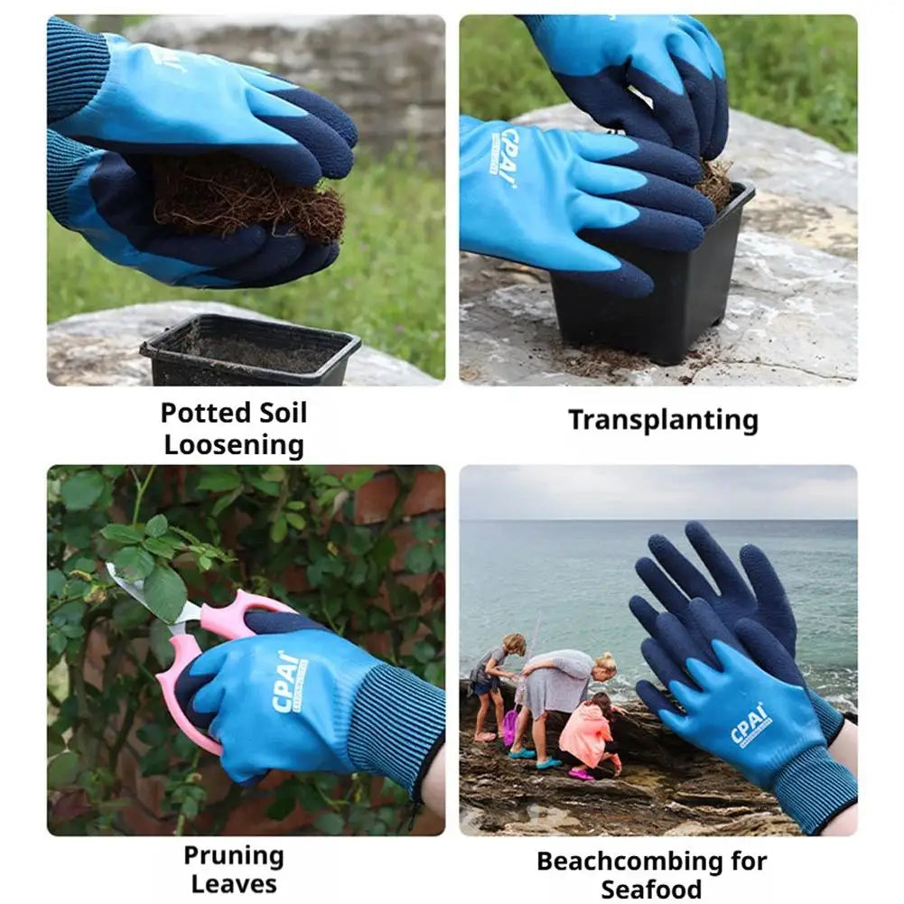 Stabproof Waterproof Gardening Gloves Anti-Slip Grip for Beach Hauling Flower Planting Weeding Worker Builder Hands Protection