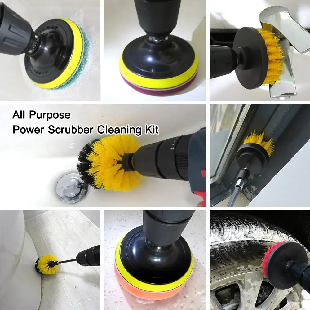 3 pcs/set drill brush set power scrubber wash cleaning brushes tool kit for Grout Floor tub shower tile bathroom kitchen surface